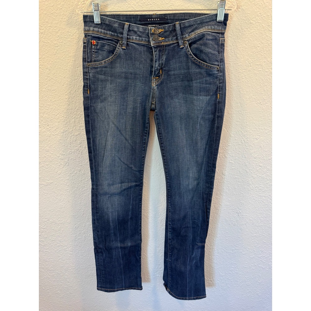 Hudson Jeans Womens Dark Wash Double Button Flap Pocket Straight Leg Denim USA